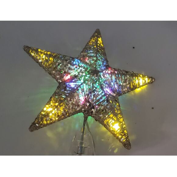 Wondershop Sequin Wrapped Star Tree Topper Gold LED lights - Picture 7 of 8
